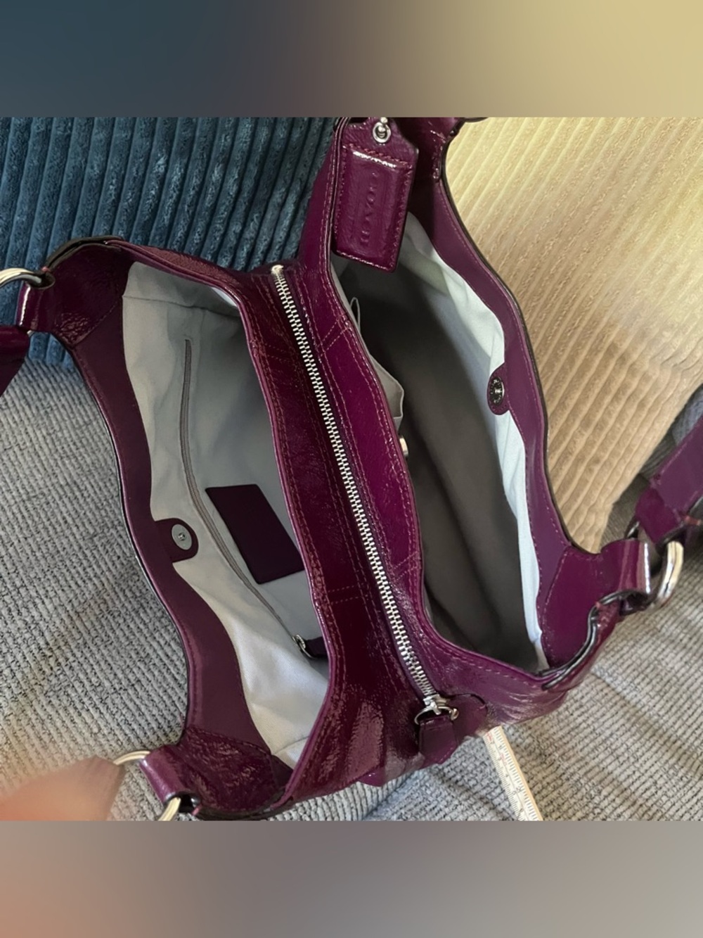 NWOT Coach soho fuchsia, plum pattern, leather shoulder bag F19705 - Picture 7 of 14